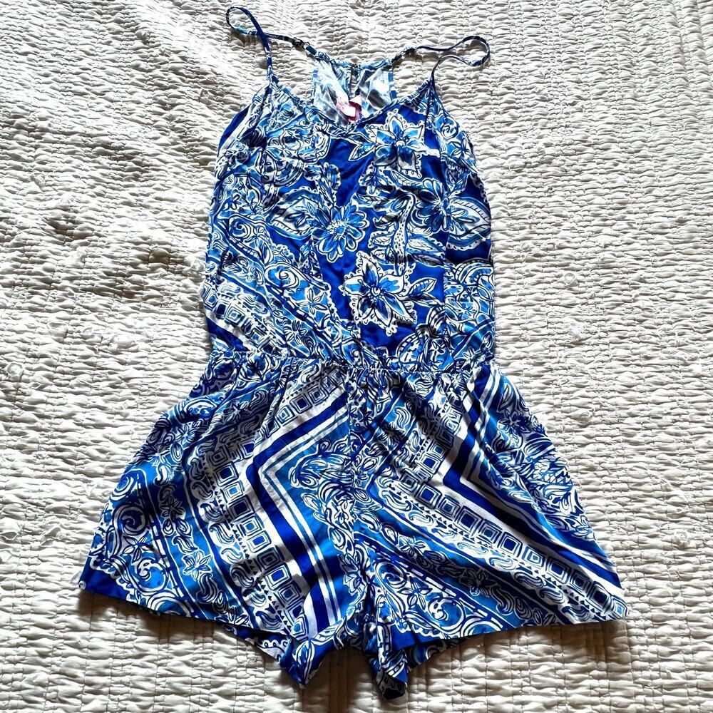 Lilly Pulitzer dusk shorts romper blue and white size S - Picture 6 of 15